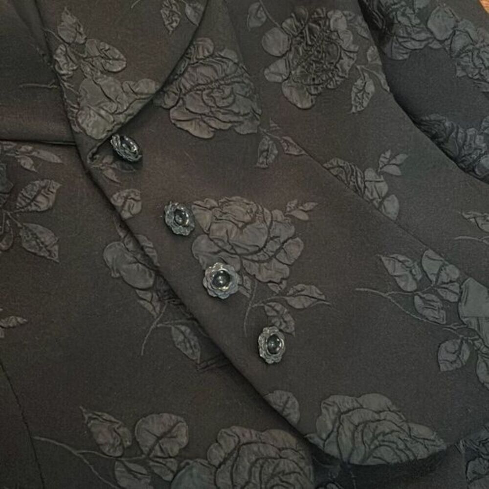 Talbots Womens Black Rose Textured Petite Blazer Size 8 Pencil Skirt Size 10 - Picture 4 of 12